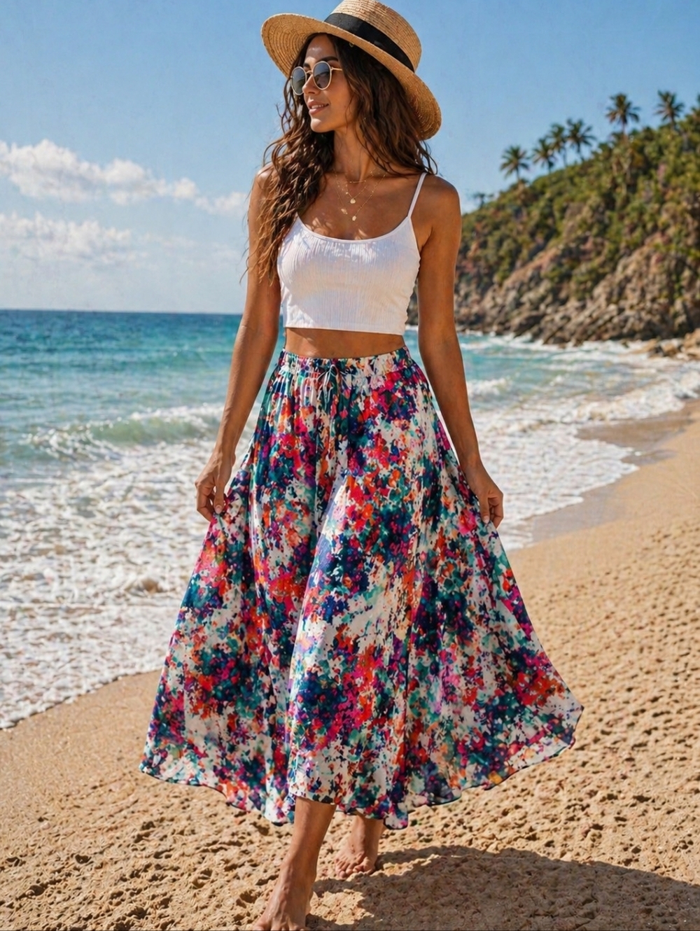 La Hearts Floral Maxi Skirt in Multicolor